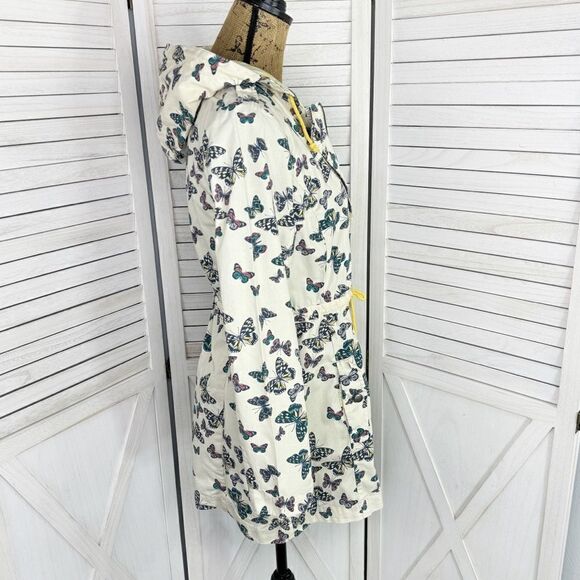 ModCloth In With Whimsical Butterfly Print Anorak Utility Jacket Cream Small - Picture 3 of 13